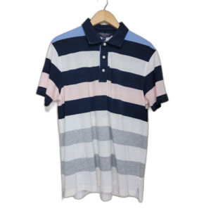 Pink & Blue BROOKS BROTHERS Striped Slim Fit Polo Shirt - Large